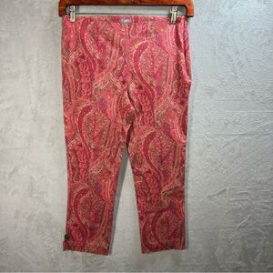 J. JILL Stretch Cotton Straight‎ Leg Capri Ankle Pant Coral Paisley Size 6